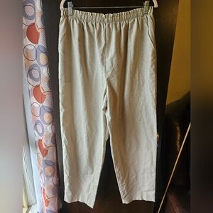Act 3 Women's Elastic-Waist Casual Pants in Light Beige Size 18